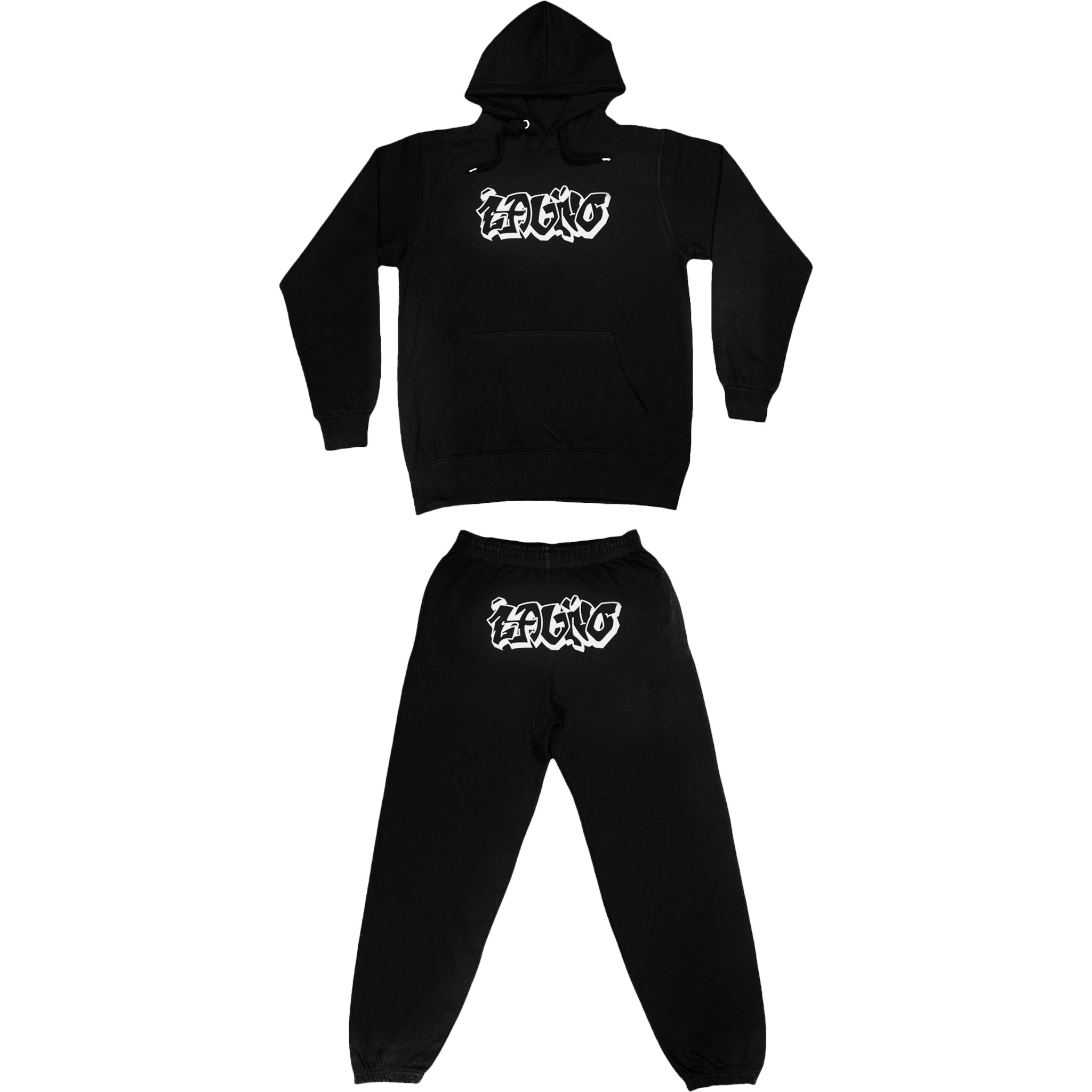 Black Tracksuit with Single White Piping – Absoluto